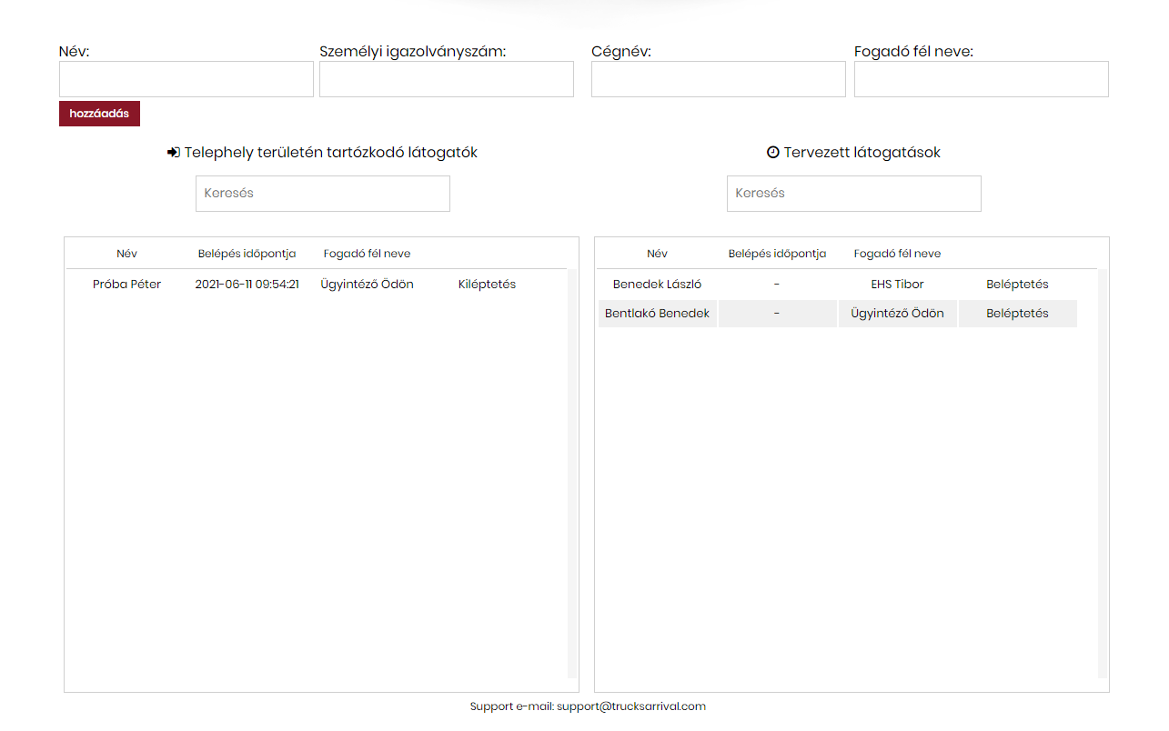 Személyi beléptető modul